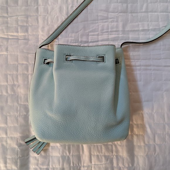 Kate Spade Tiny Cooper Light Blue Leather Crossbody Bucket Bag - Picture 3 of 12